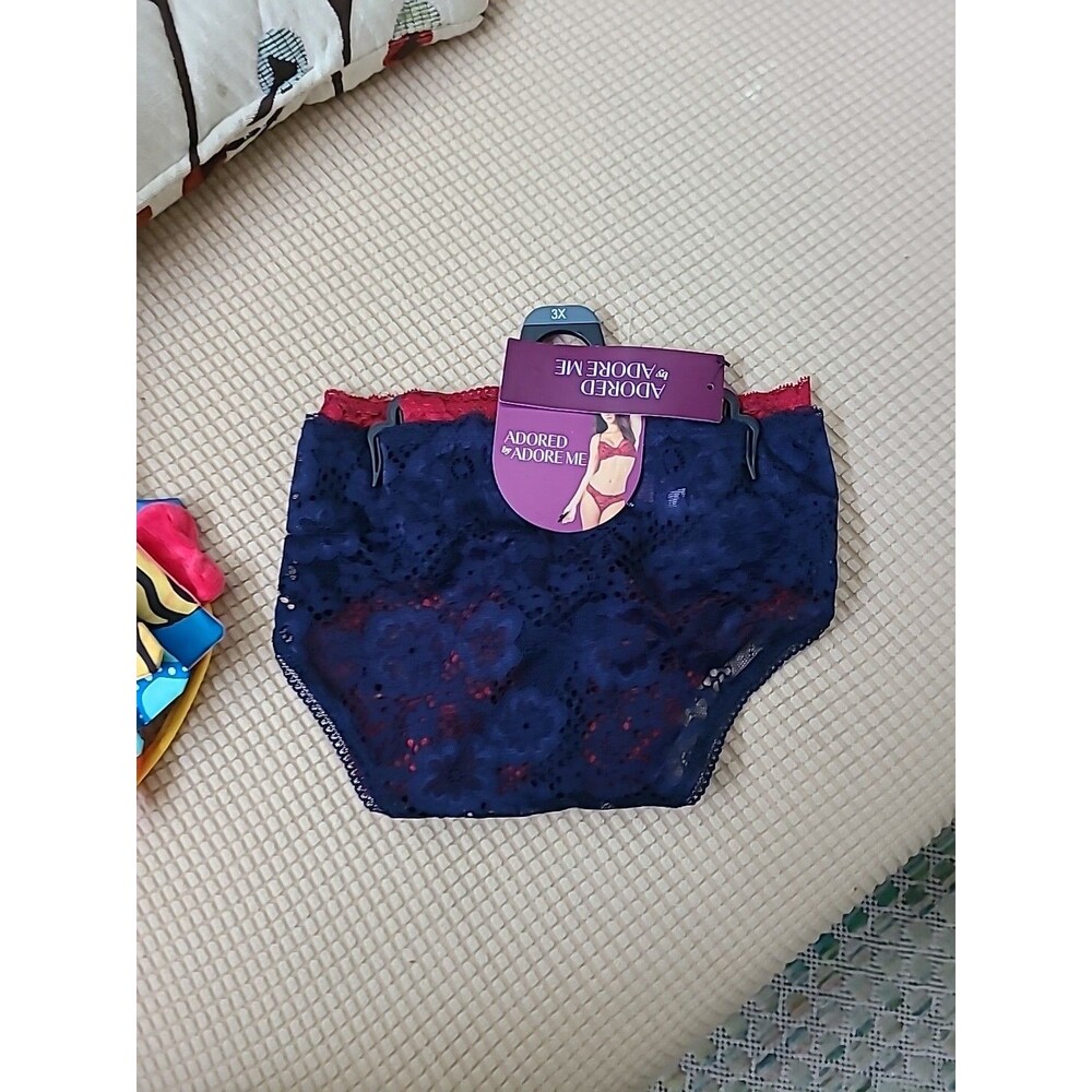 Adore Me Chelsey Thong plus size sexy bikini 2 pair set red and blue 3X new
